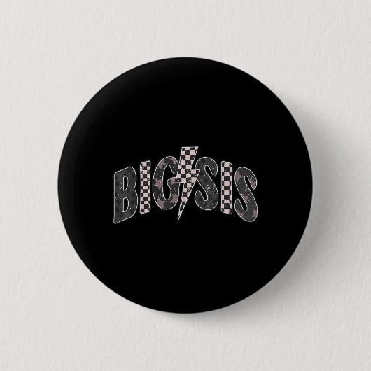 Kariertes Big-Sis-Neuschwester-Ankündigung Button (Vorderseite)