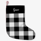 Kariertes Black & White Buffalo Personalisiert Kleiner Weihnachtsstrumpf (Vorderseite)