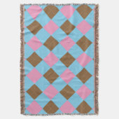 Kariertes Blau, Braun und Rosa Muster Decke (Vorderseite Vertikal)