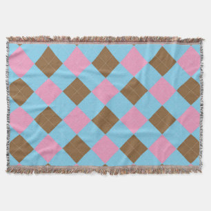 Kariertes Blau, Braun und Rosa Muster Decke