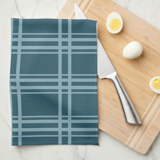 Kariertes Blau Geschirrtuch (Viertel Falte)