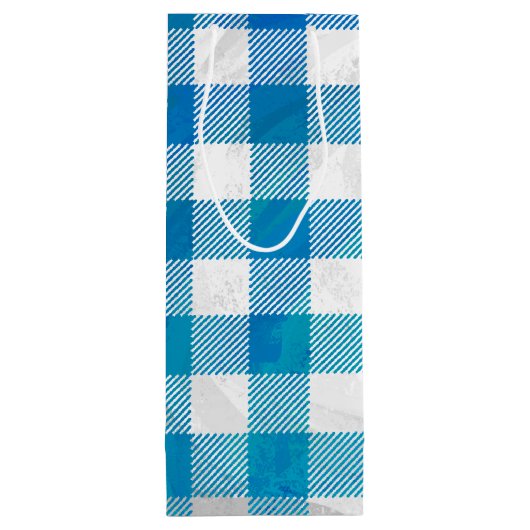 Kariertes Blau und Weiß vom Buffalo Geschenktüte Für Weinflaschen (Rückseite)