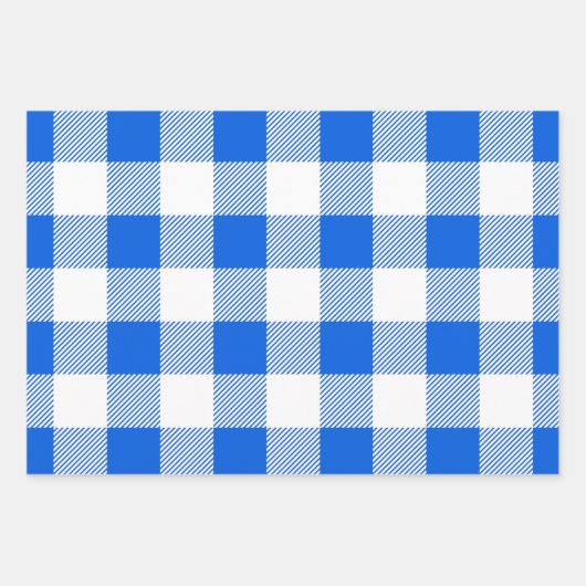 Kariertes, blaues, grünes und weißes Buffalo-Muste Geschenkpapier Set (Vorderseite)