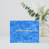 Kariertes blaues Muster mit anpassbarem Text Postkarte (Stehend Vorderseite)