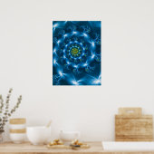 Kariertes Blaues Spiralmuster Poster (Küche)
