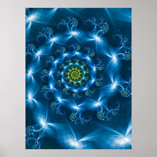 Kariertes Blaues Spiralmuster Poster (Vorne)