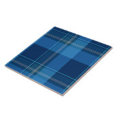 Kariertes, blaues Tartan-Muster Fliese (Seite)