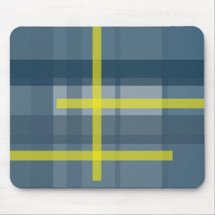 Kariertes blaues und gelbes Muster Mousepad