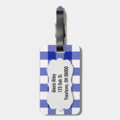 kariertes, blaues und weißes Büffel Gepäckanhänger (Rückseite vertikal)