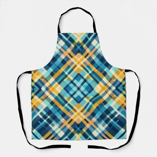 Kariertes blaugelbes Design Schürze (Vorderseite)