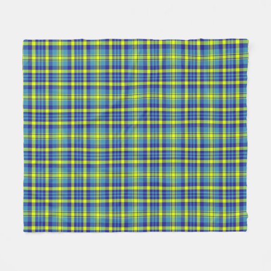 Kariertes blaugelbes grünes Tartan Muster Fleecedecke (Vorderseite (Horizontal))