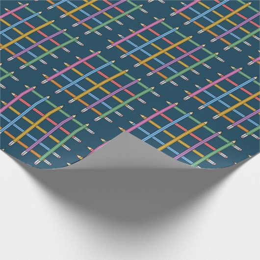 Kariertes Bleistift-Zeichenstift-Muster Geschenkpapier (Ecke)