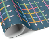 Kariertes Bleistift-Zeichenstift-Muster Geschenkpapier (Rolleneckpunkt)