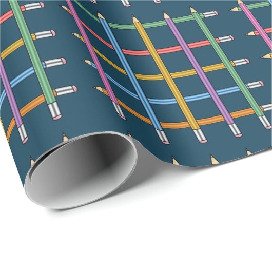 Kariertes Bleistift-Zeichenstift-Muster Geschenkpapier (Rolleneckpunkt)