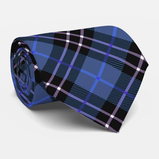 Kariertes Blue and Black Scottish Tartan Krawatte (Gerollt)