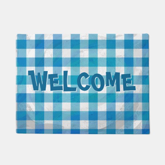 Kariertes Blue-Checkered Buffalo Fußmatte (Vorderseite)