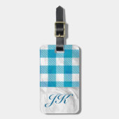 Kariertes Blue-Checkered Buffalo Gepäckanhänger (Vorderseite vertikal)