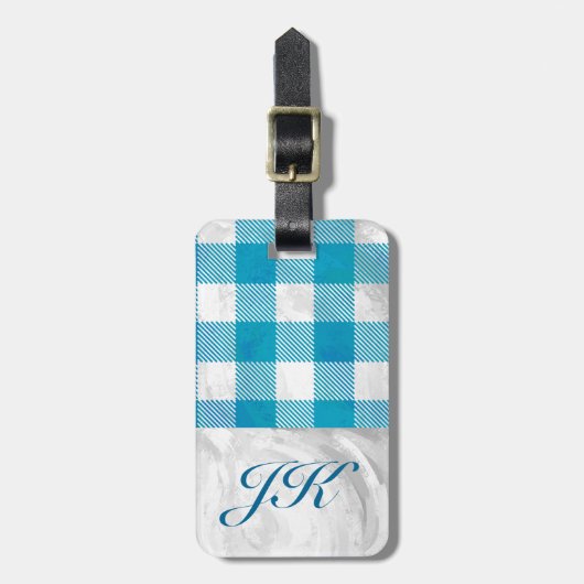 Kariertes Blue-Checkered Buffalo Gepäckanhänger (Vorderseite vertikal)
