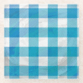 Kariertes Blue-Checkered Buffalo Glasuntersetzer (Vorderseite)