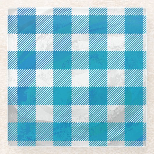 Kariertes Blue-Checkered Buffalo Glasuntersetzer (Vorderseite)