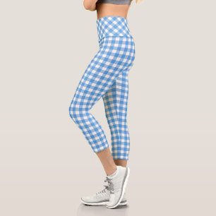 Kariertes Blue und White Buffalo Capri Leggings