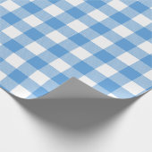 Kariertes Blue und White Buffalo Geschenkpapier (Ecke)