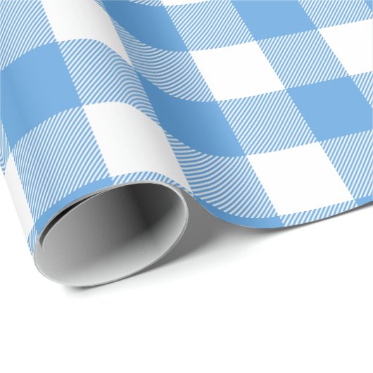 Kariertes Blue und White Buffalo Geschenkpapier (Rolleneckpunkt)