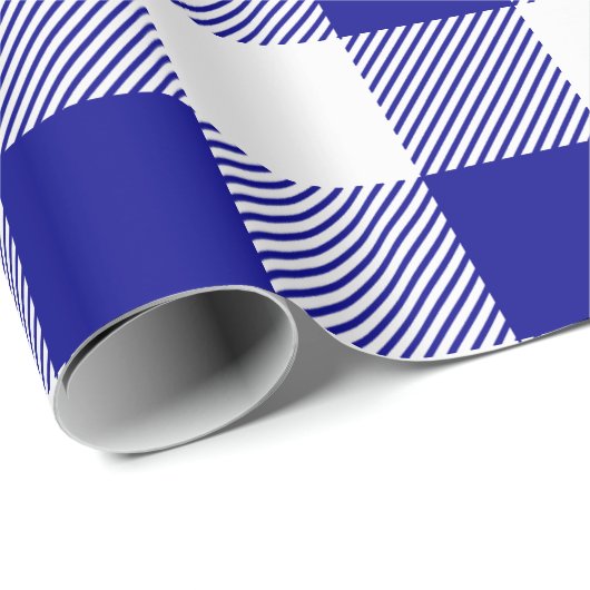 Kariertes Blue und White Buffalo Geschenkpapier (Rolleneckpunkt)