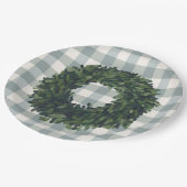 Kariertes Boxwood Wreath Bauernhof Stil Trendy Par Pappteller (Schrägansicht)