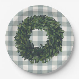 Kariertes Boxwood Wreath Bauernhof Stil Trendy Par Pappteller