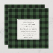 Kariertes Brautparty aus Green und Black Buffalo Einladung (Vorne/Hinten)