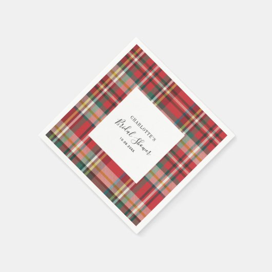Kariertes Brautparty für rustikale rote Karo Serviette (Ecke)