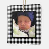 Kariertes Buffalo Baby's 1. Weihnachten Keramikornament (Links)