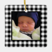 Kariertes Buffalo Baby's 1. Weihnachten Keramikornament (Vorderseite)