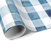 Kariertes Buffalo--blaues Indica Geschenkpapier (Rolleneckpunkt)