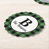 Kariertes Buffalo, Classic Green Black Monogram Untersetzer (angewinkelt)