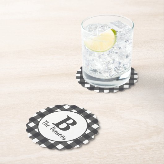 Kariertes Buffalo, Grau-Weiß Untersetzer (Vor Ort)