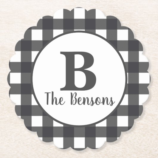 Kariertes Buffalo, Grau-Weiß Untersetzer (Vorderseite)