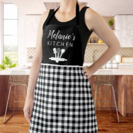 Kariertes Buffalo Karo Küche Tools + Name Schürze