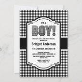 Kariertes Buffalo-Kinderdusche Einladung (Vorderseite)