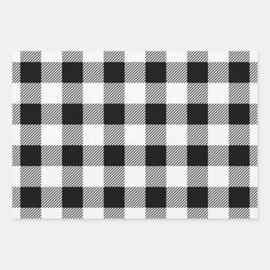 Kariertes Buffalo mit schwarzem und weißem Büffel Geschenkpapier Set (Vorderseite)