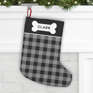Kariertes Buffalo-Monogramm für rustikales Grau un Kleiner Weihnachtsstrumpf
