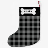 Kariertes Buffalo-Monogramm für rustikales Grau un Kleiner Weihnachtsstrumpf (Rückseite)