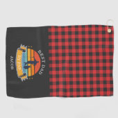 Kariertes Buffalo Rustikale Väter Tag Bester Vater Golfhandtuch (Horizontal)