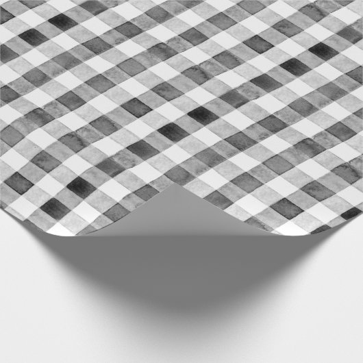 Kariertes Buffalo, schwarz und weiß Geschenkpapier (Ecke)