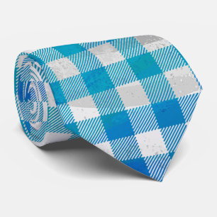 Kariertes Büffel-Karo Blau und Weiß Krawatte