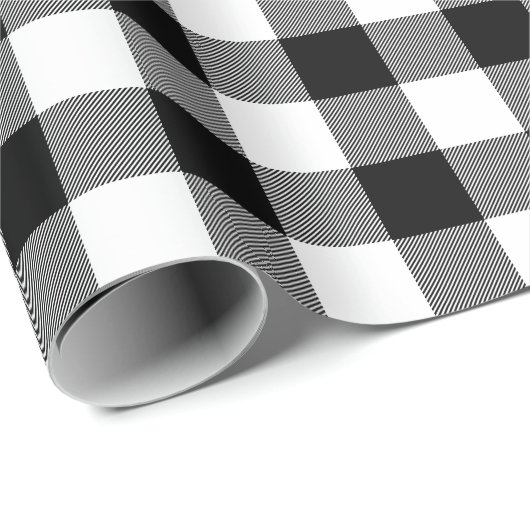 Kariertes Büffel mit großem schwarz-weißem Büffel Geschenkpapier (Rolleneckpunkt)