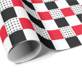 Kariertes Büffel mit rotem und schwarzem/weißem Ka Geschenkpapier (Rolleneckpunkt)