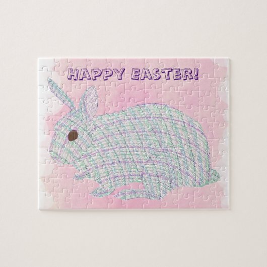 Kariertes Bunny Rabbit Happy Osterpuzzles Puzzle (Horizontal)
