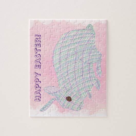 Kariertes Bunny Rabbit Happy Osterpuzzles Puzzle (Vertikal)